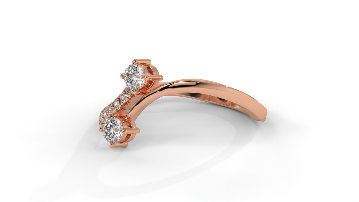 0.34 CTW Toi et Moi Diamond Ring in 14K Rose Gold with Round Cut Diamonds