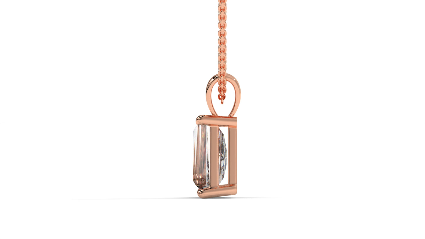 1.50 CTW Tapered Baguette Diamond Solitaire Pendant in 14K Rose Gold – Secure Claw-Prong Setting