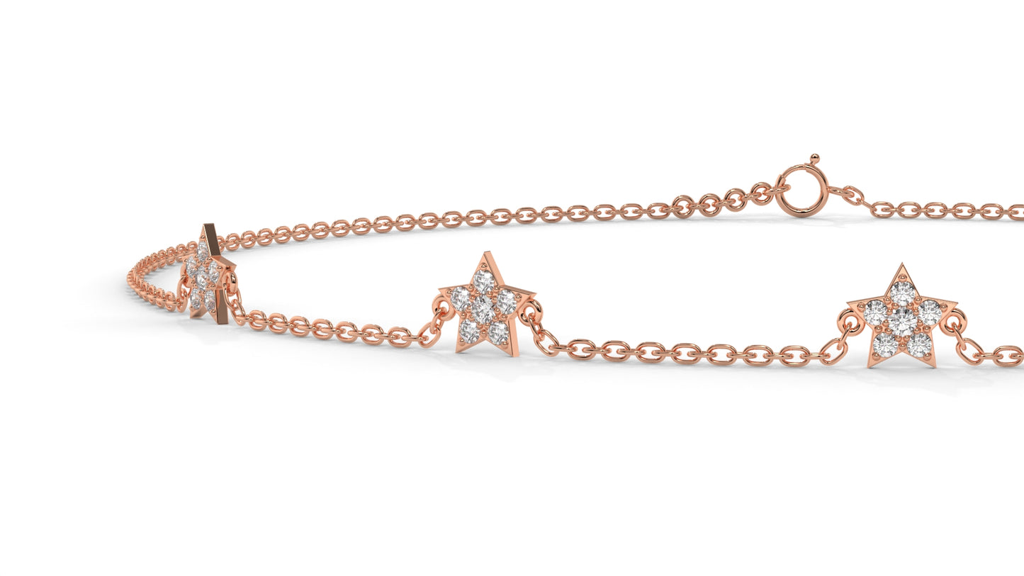 0.75 Ctw Diamond Star Bracelet in 14K Rose Gold