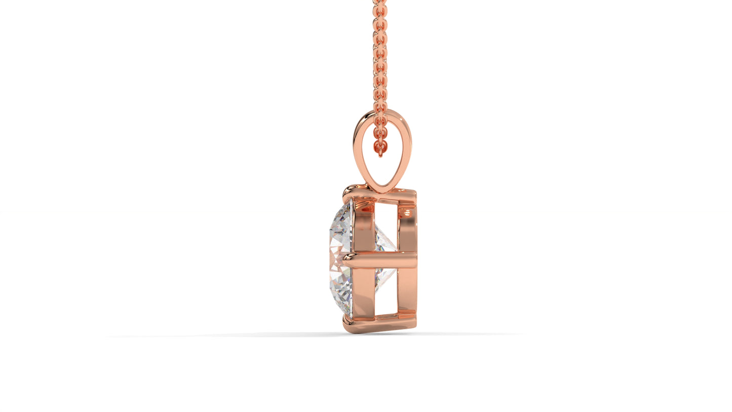 2.00 CTW Round Diamond Four-Prong Solitaire Pendant in 14K Rose Gold – Secure Claw-Prong Setting
