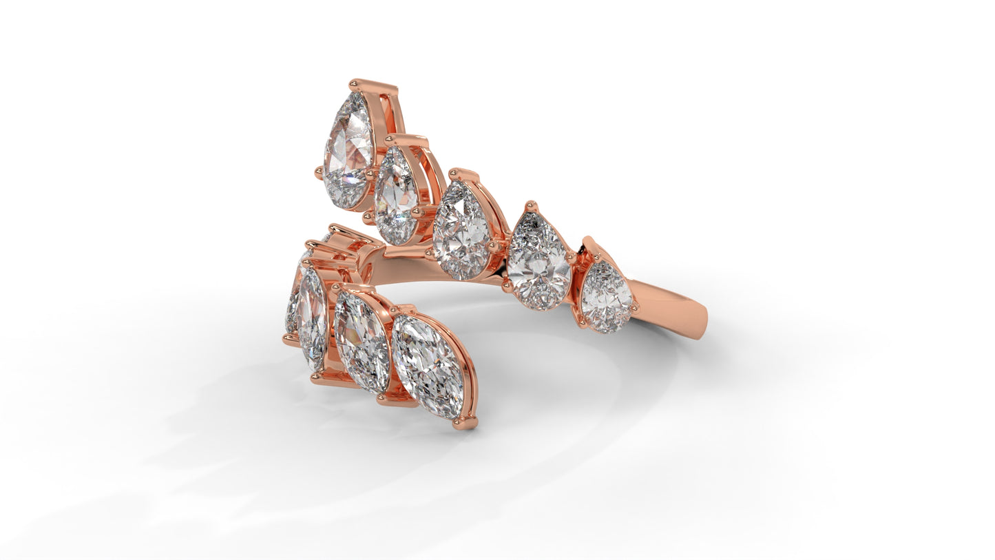 2.46 CTW Pear and Marquise Diamond Ring in 14K Rose Gold
