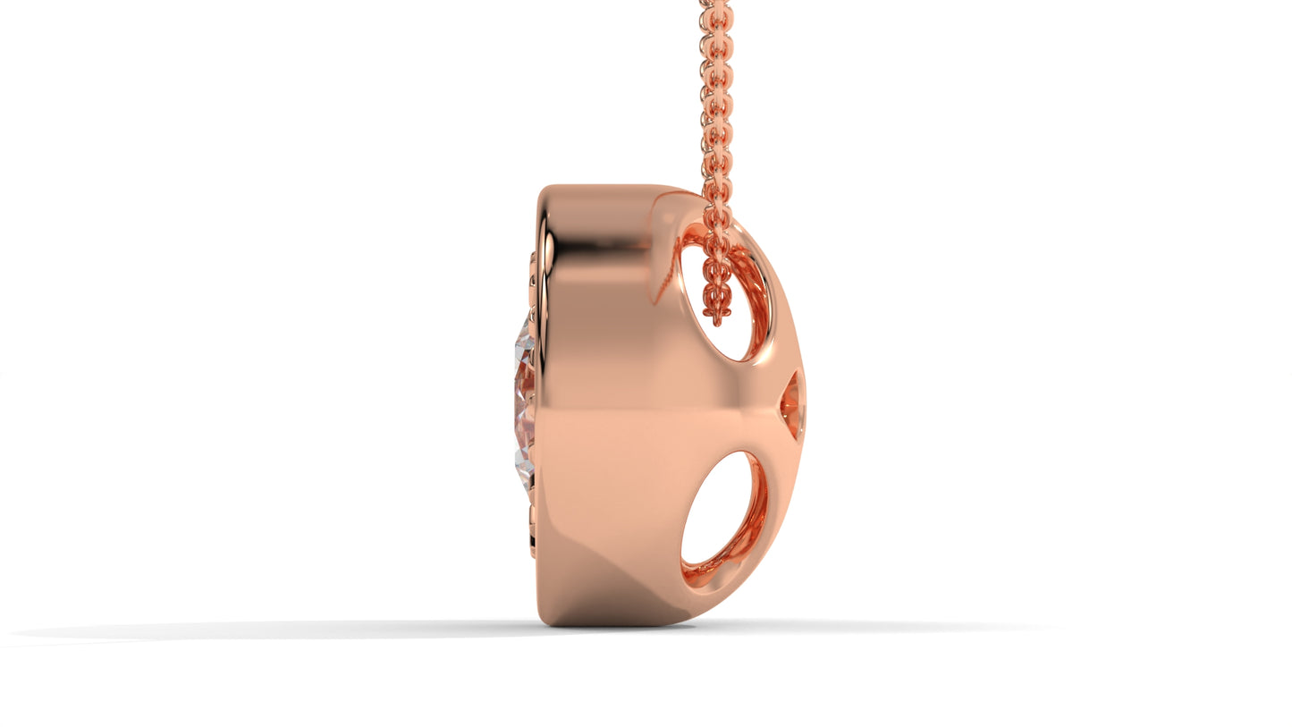 2.00 CTW Round Diamond Bezel-Set Solitaire Pendant in 14K Rose Gold