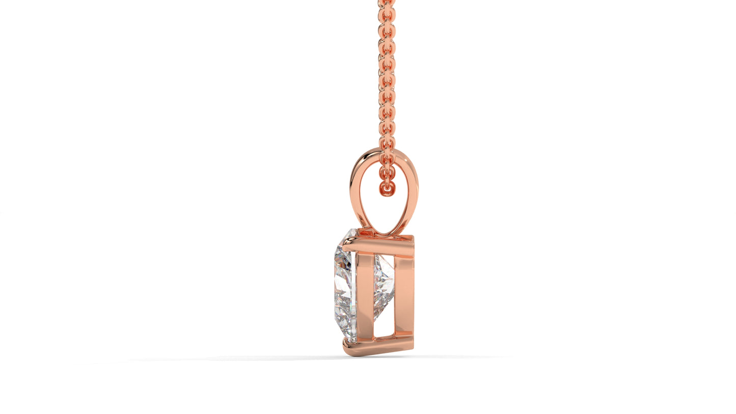 1.00 CTW Heart-Shaped Diamond Solitaire Pendant in 14K Rose Gold – Secure Claw-Prong Setting