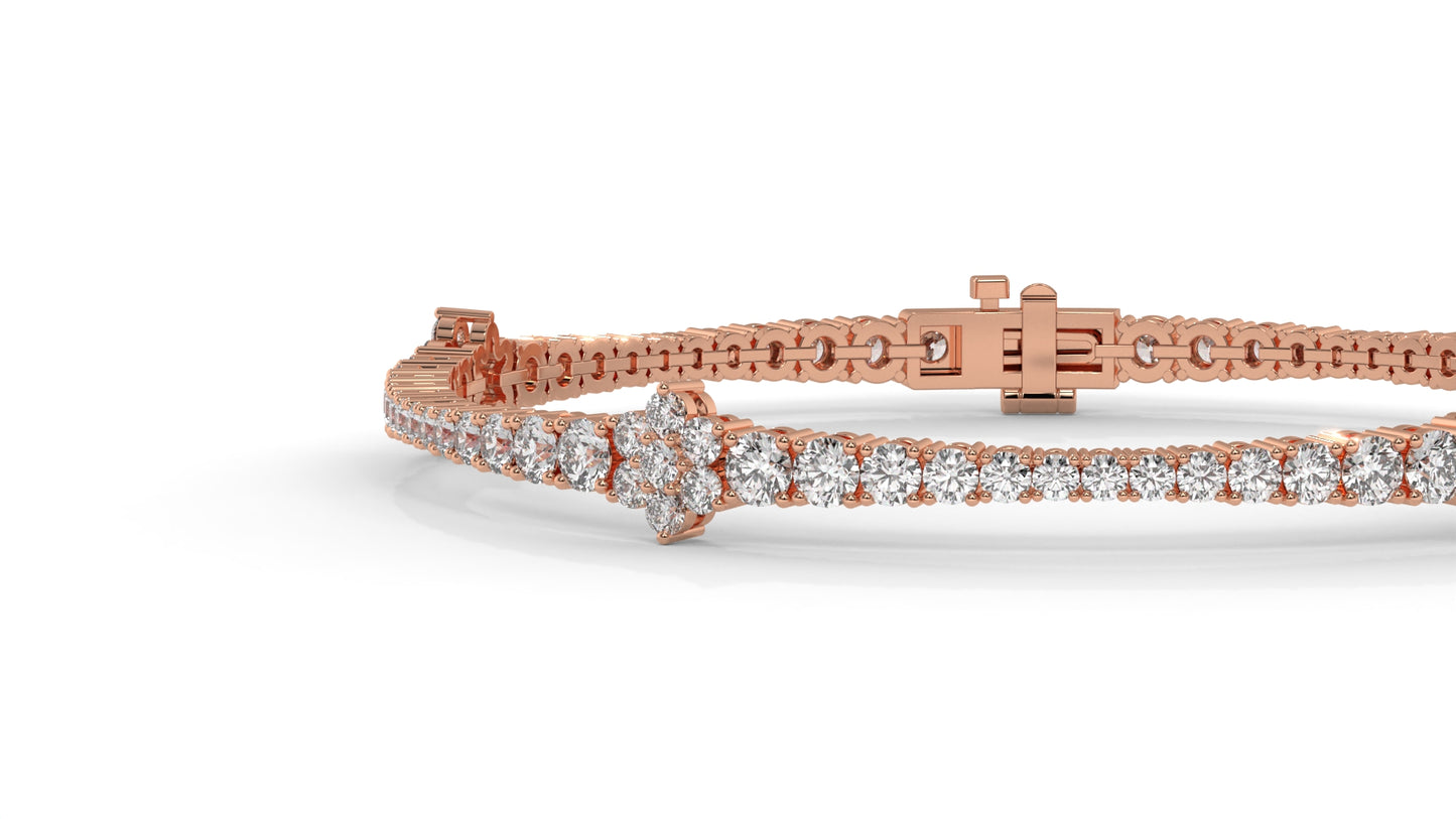 4.95 CTW Diamond Tennis Bracelet in 14K Rose Gold – Classic Round Cut Design