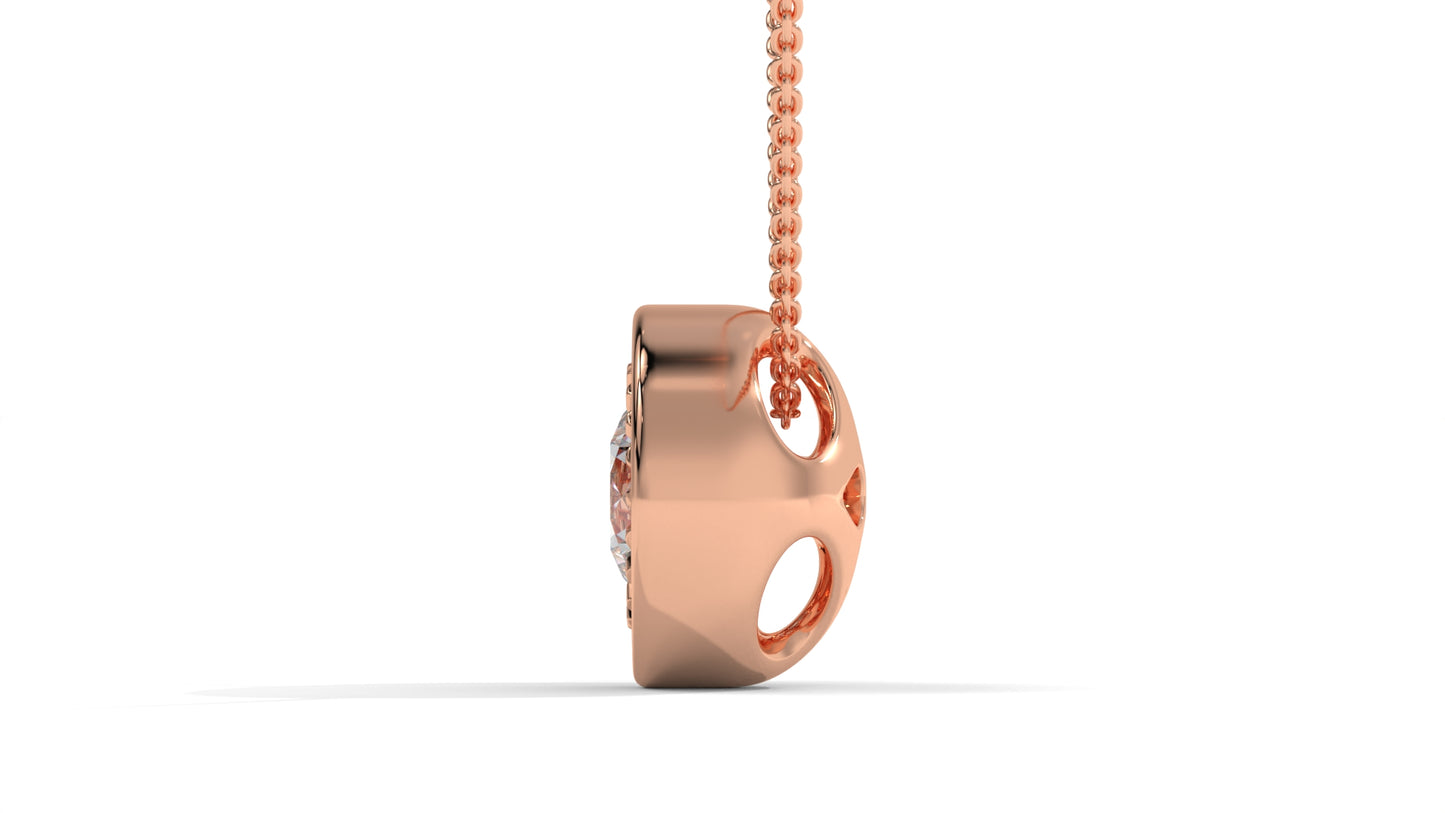 1.00 CTW Round Diamond Bezel-Set Solitaire Pendant in 14K Rose Gold