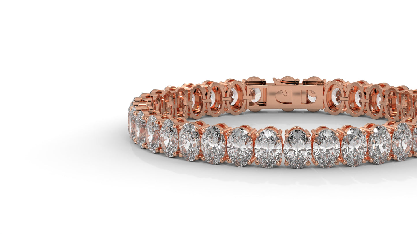 23.40 CTW Oval Diamond Bracelet in 14K Rose Gold – Luxury Tennis Bracelet