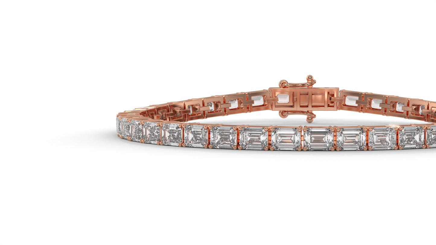 7.80 CTW Emerald Cut Diamond Classic Tennis Bracelet in 14K Rose Gold