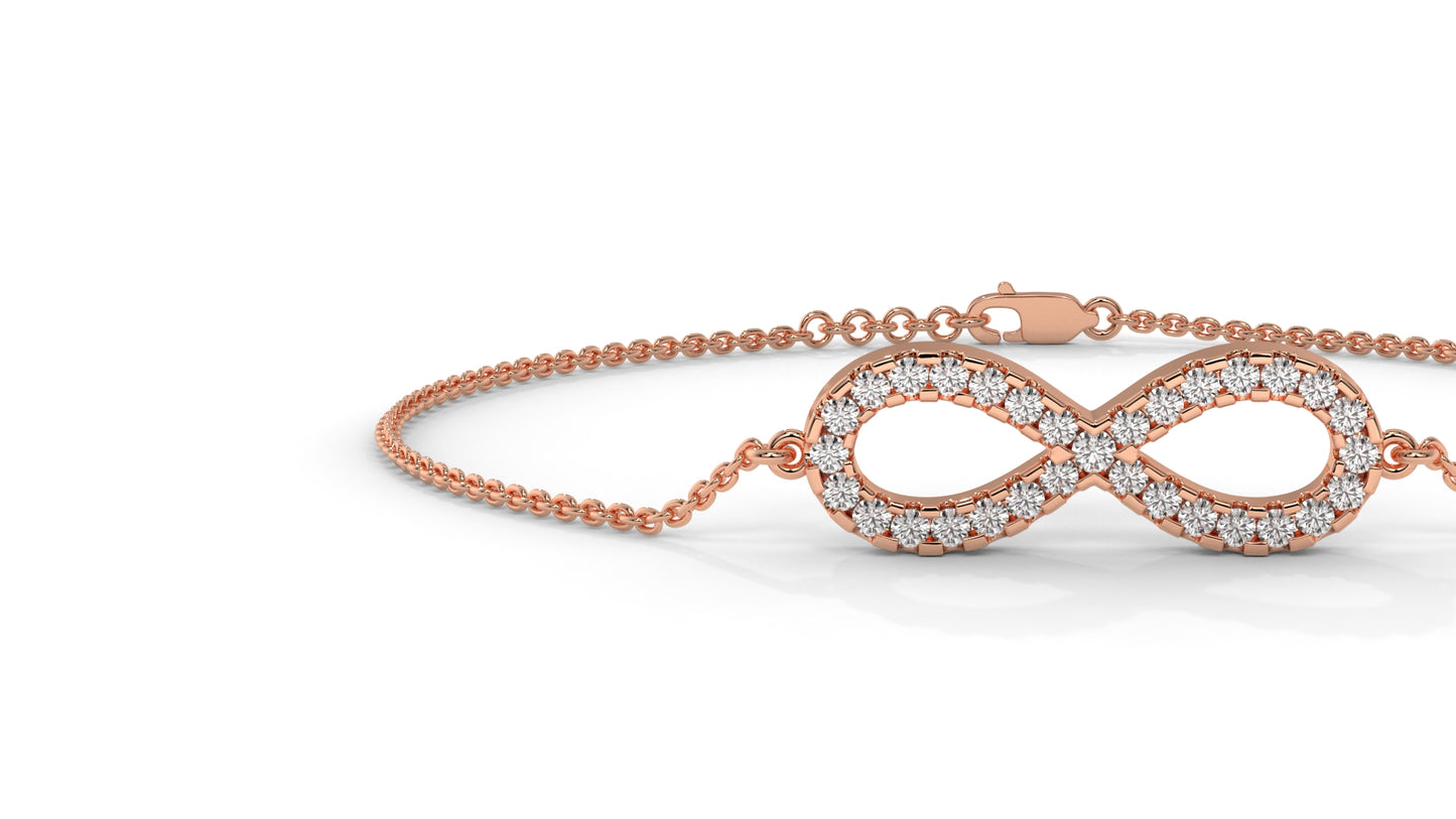 0.38 CTW Round Diamond Infinity Bracelet in 14K Rose Gold