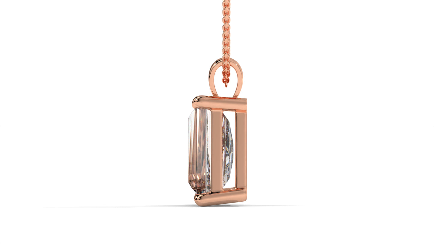 4.00 CTW Tapered Baguette Diamond Solitaire Pendant in 14K Rose Gold – Secure Claw-Prong Setting