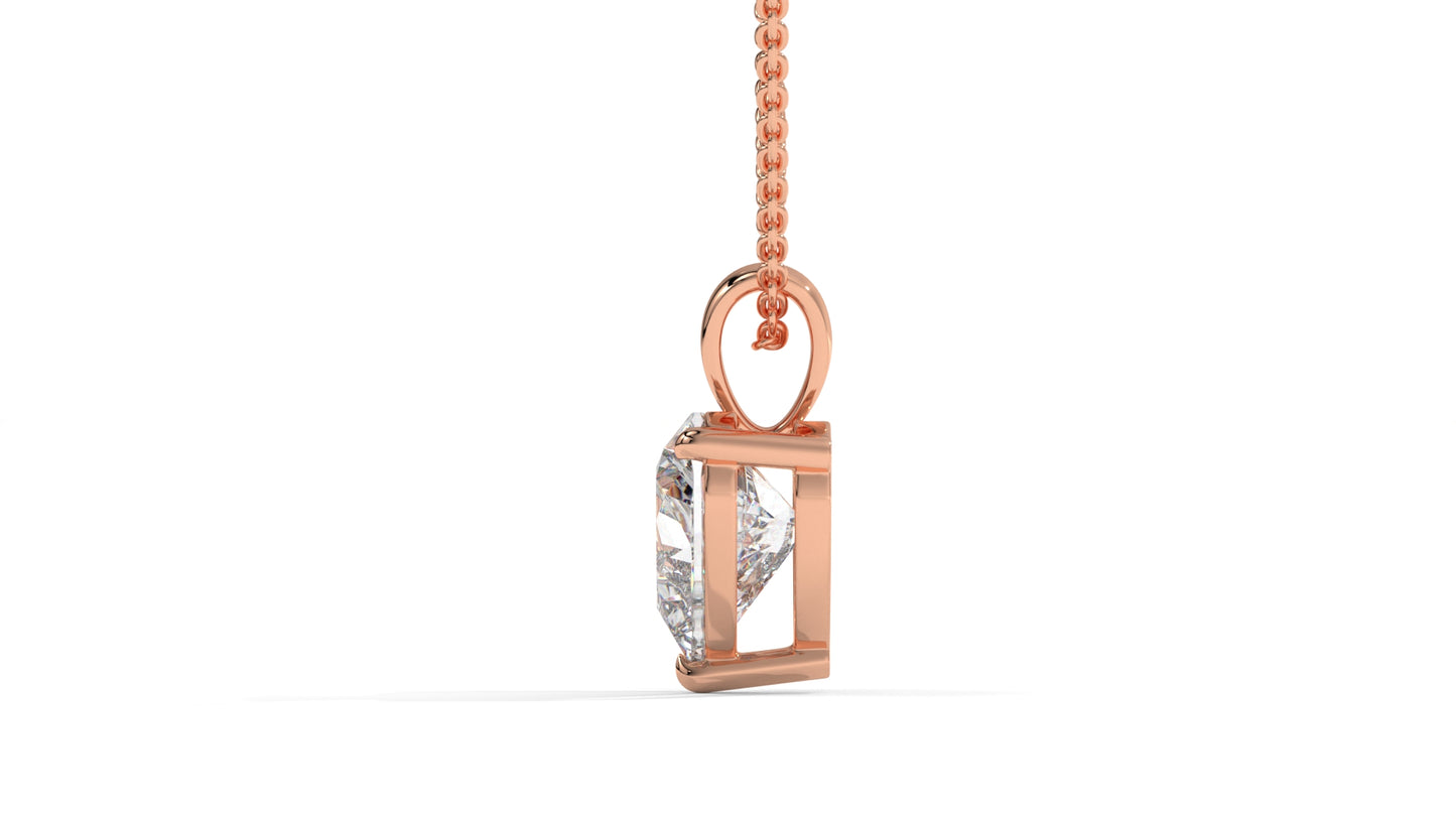 1.50 CTW Heart-Shaped Diamond Solitaire Pendant in 14K Rose Gold – Secure Claw-Prong Setting