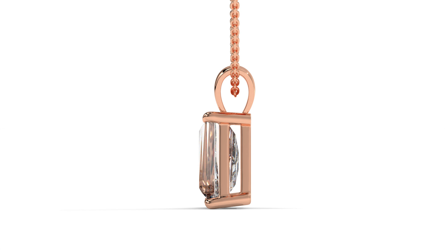 2.00 CTW Tapered Baguette Diamond Solitaire Pendant in 14K Rose Gold – Secure Claw-Prong Setting