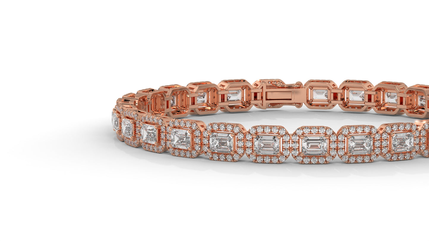 7.00 CTW Diamond Halo Bracelet in 14K Rose Gold - Luxury Statement Design