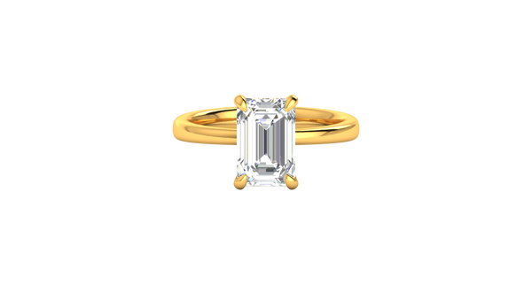 3.00 Ctw Emerald Cut Solitaire Engagement Ring Set In 14K Yellow Gold
