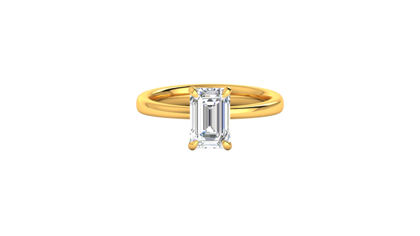 2.00 Ctw Emerald Cut Solitaire Engagement Ring Set In 14k Yellow Gold