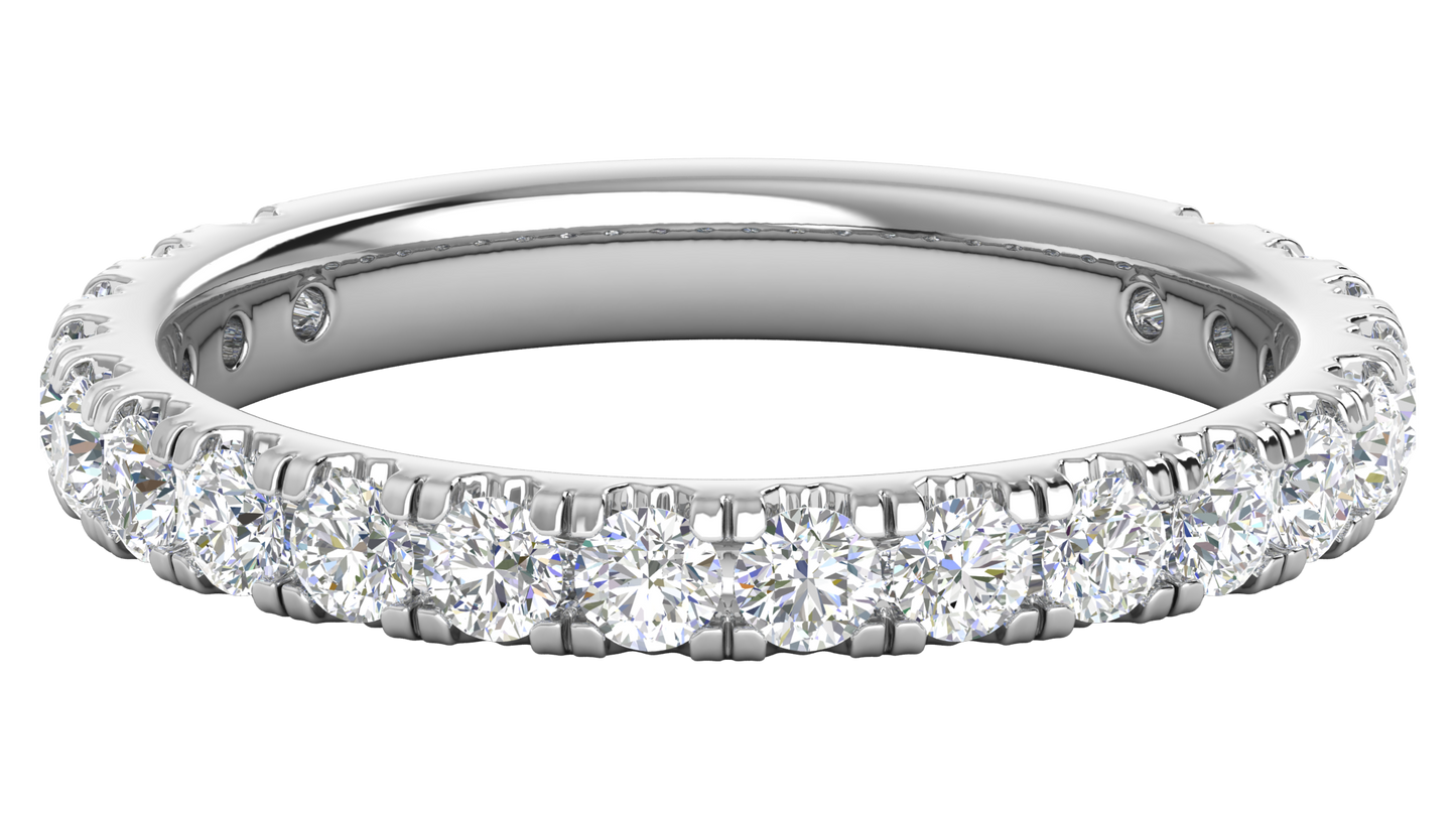 0.90 Ctw Timeless 4 Prong Wedding Band Set In 14K White Gold