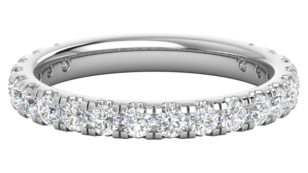 0.90 Ctw Timeless 4 Prong Wedding Band Set In 14K White Gold