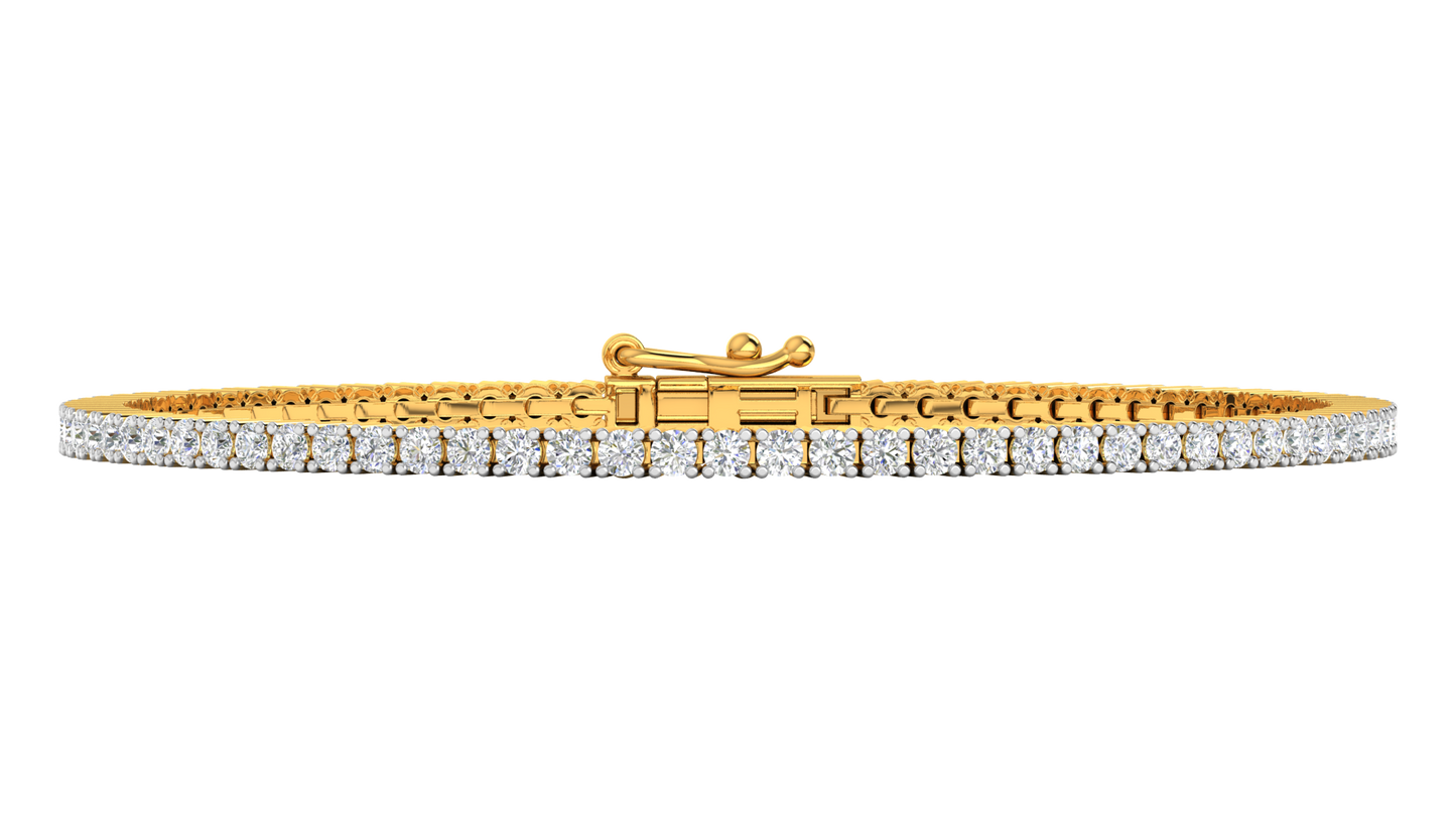 3.12 Ctw Round Brilliant Diamond Tennis Bracelet In 14K Yellow Gold