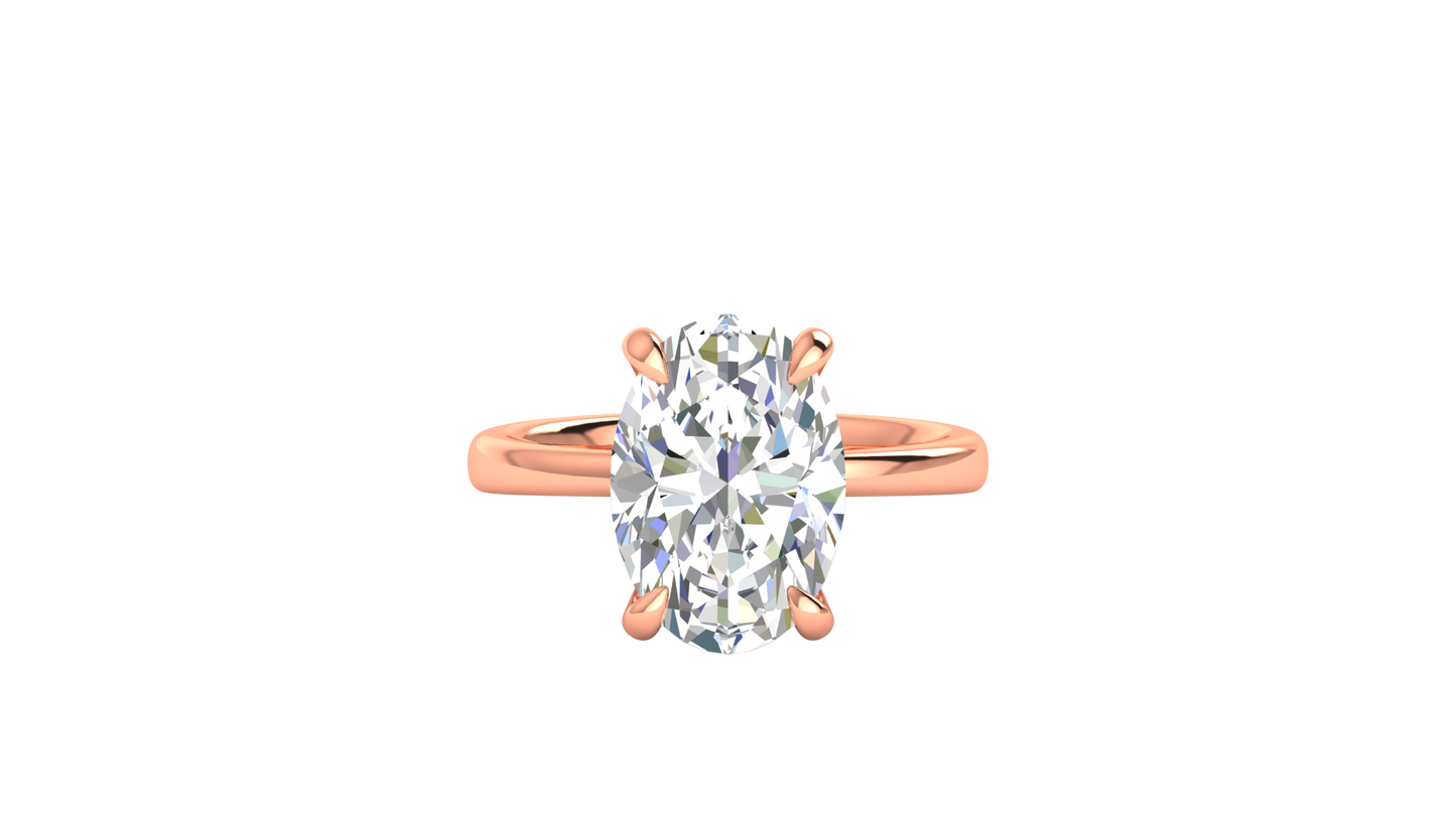 5.00 Ctw Oval Cut Solitaire Engagement Ring Set In 14K Rose Gold