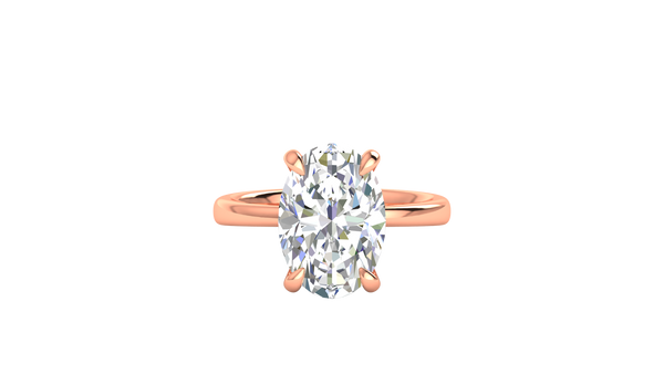 5.00 Ctw Oval Cut Solitaire Engagement Ring Set In 14K Rose Gold
