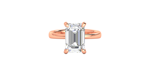 5.00 Ctw Emerald Cut Solitaire Engagement Ring Set In 14K Rose Gold