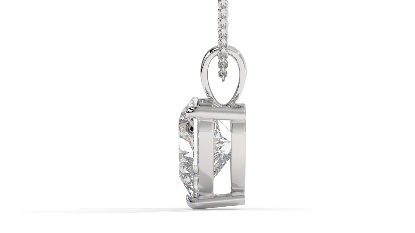 3.00 CTW Heart-Shaped Diamond Solitaire Pendant in 14K White Gold – Secure Claw-Prong Setting