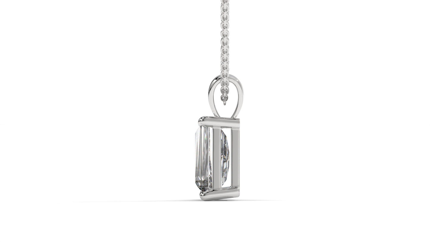 1.50 CTW Tapered Baguette Diamond Solitaire Pendant in 14K White Gold – Secure Claw-Prong Setting