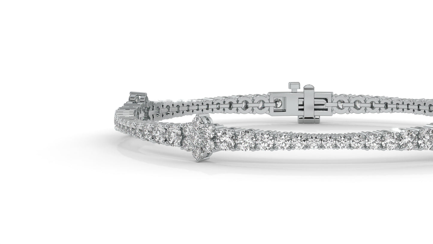 4.95 CTW Diamond Tennis Bracelet in 14K White Gold – Classic Round Cut Design