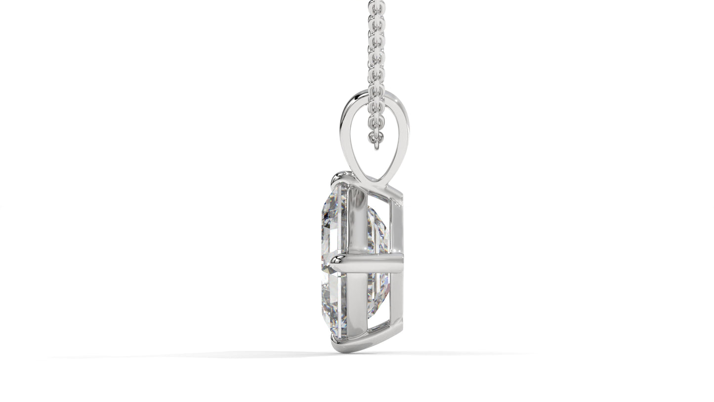 2.00 CTW Asscher-Cut Diamond Solitaire Pendant in 14K White Gold – Secure Claw-Prong Setting