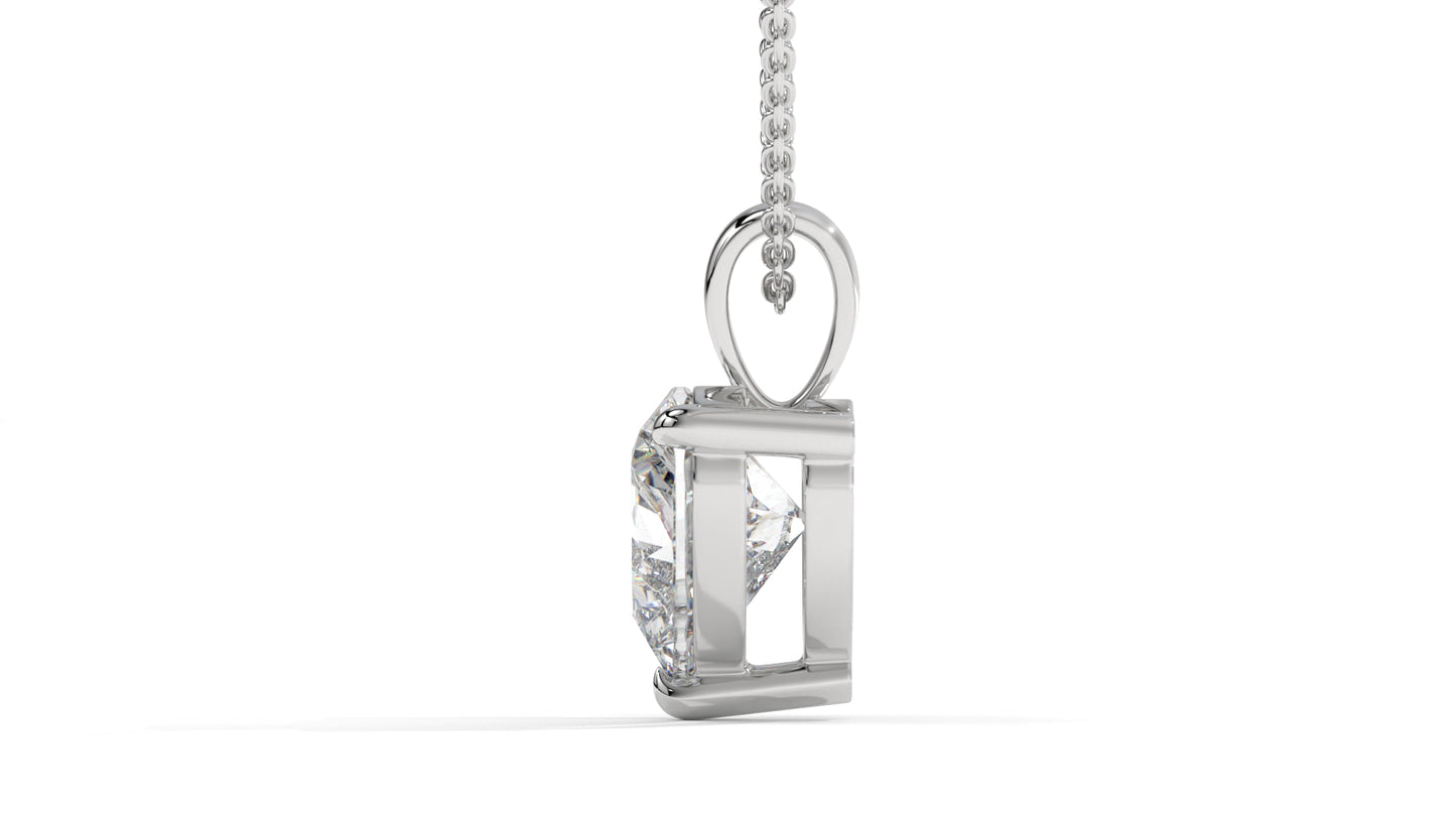 2.00 CTW Heart-Shaped Diamond Solitaire Pendant in 14K White Gold – Secure Claw-Prong Setting