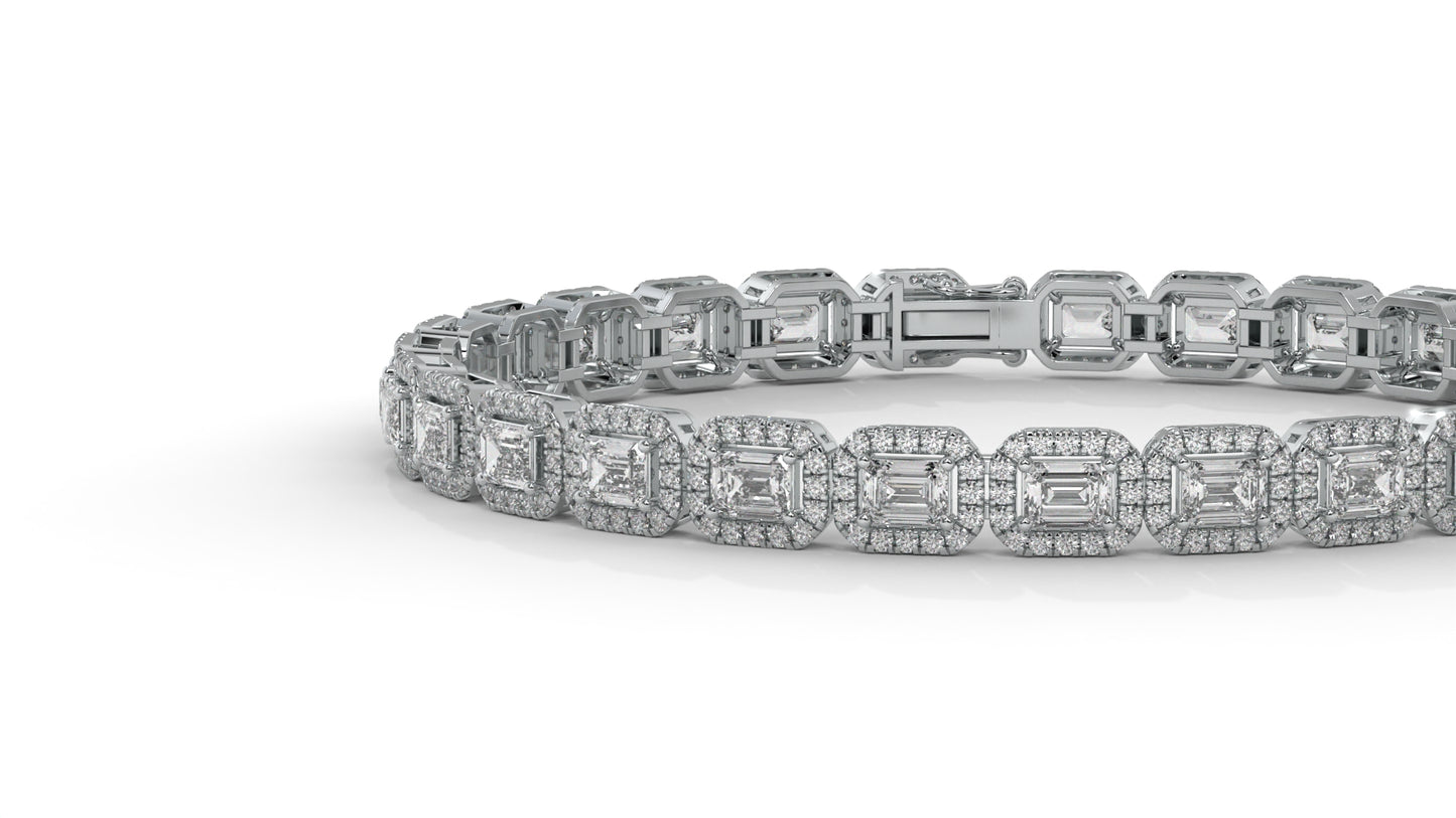7.00 CTW Diamond Halo Bracelet in 14K White Gold - Luxury Statement Design