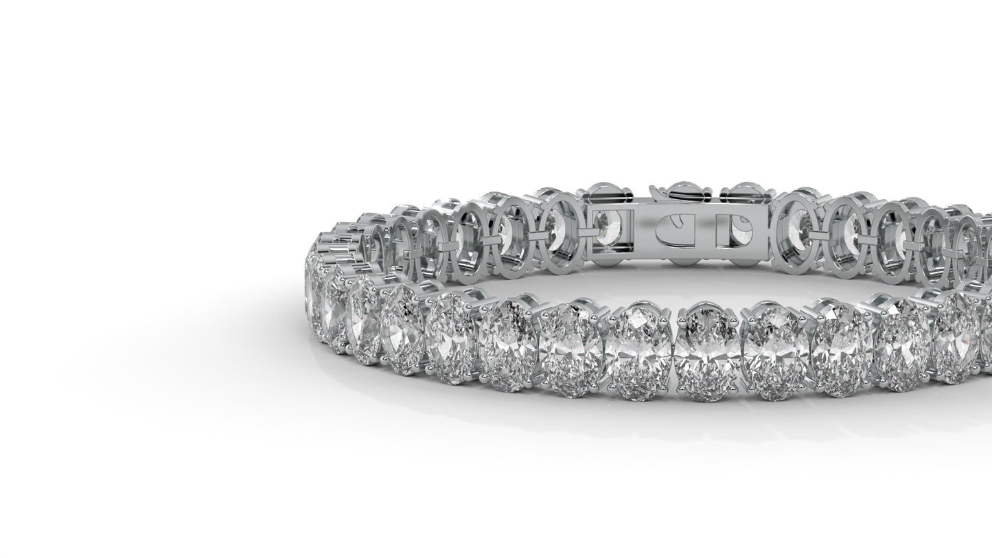 23.40 CTW Oval Diamond Bracelet in 14K White Gold – Luxury Tennis Bracelet