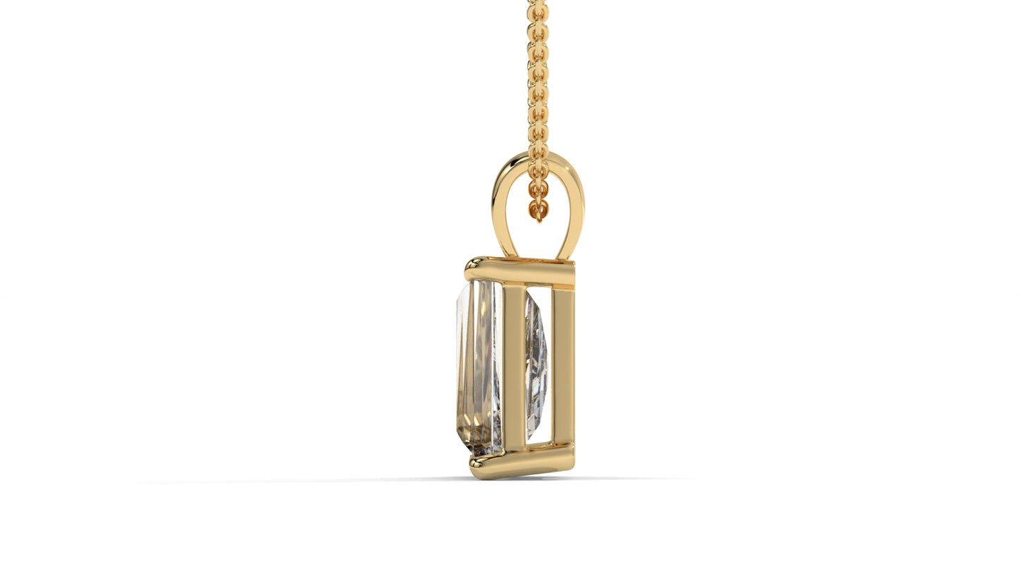 2.00 CTW Tapered Baguette Diamond Solitaire Pendant in 14K Yellow Gold – Secure Claw-Prong Setting