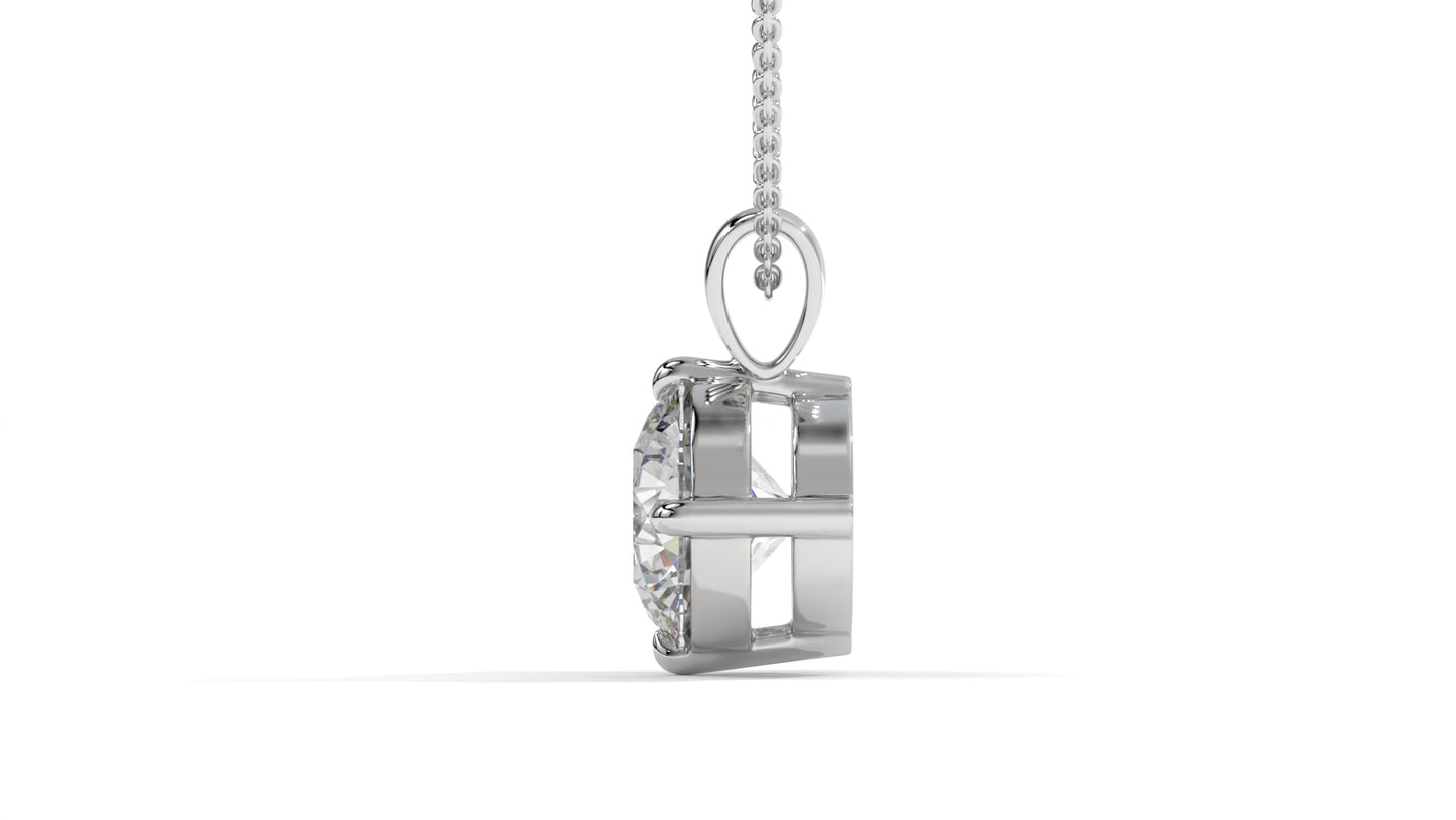 2.50 CTW Round Diamond Four-Prong Solitaire Pendant in 14K White Gold – Secure Claw-Prong Setting