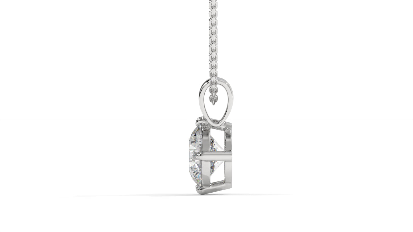 1.50 CTW Round Diamond Four-Prong Solitaire Pendant in 14K White Gold – Secure Claw-Prong Setting