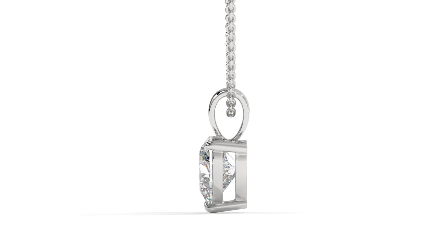 1.00 CTW Heart-Shaped Diamond Solitaire Pendant in 14K White Gold – Secure Claw-Prong Setting