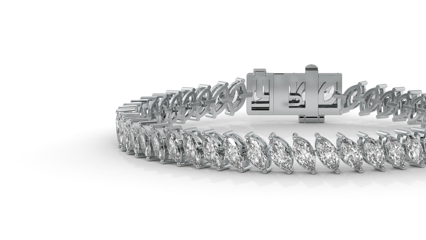 11.50 CTW Marquise Diamond Bracelet in 14K White Gold