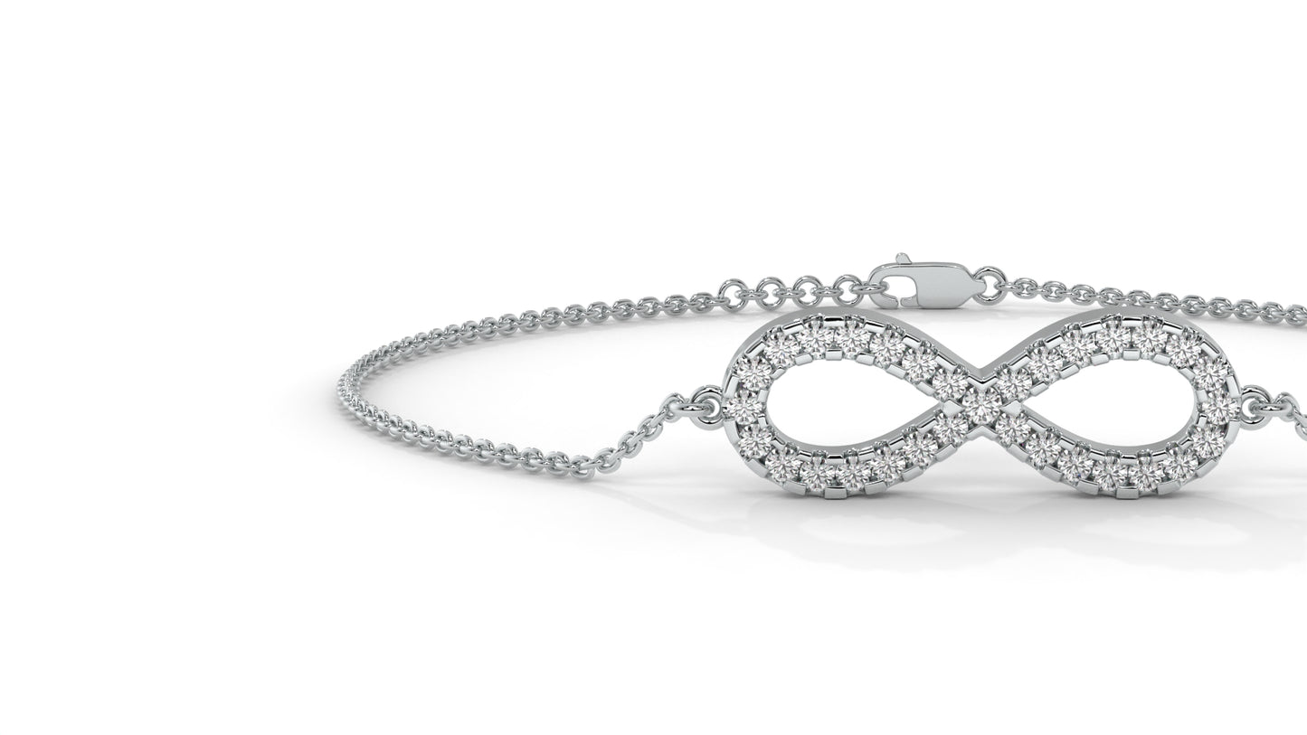 0.38 CTW Round Diamond Infinity Bracelet in 14K White Gold