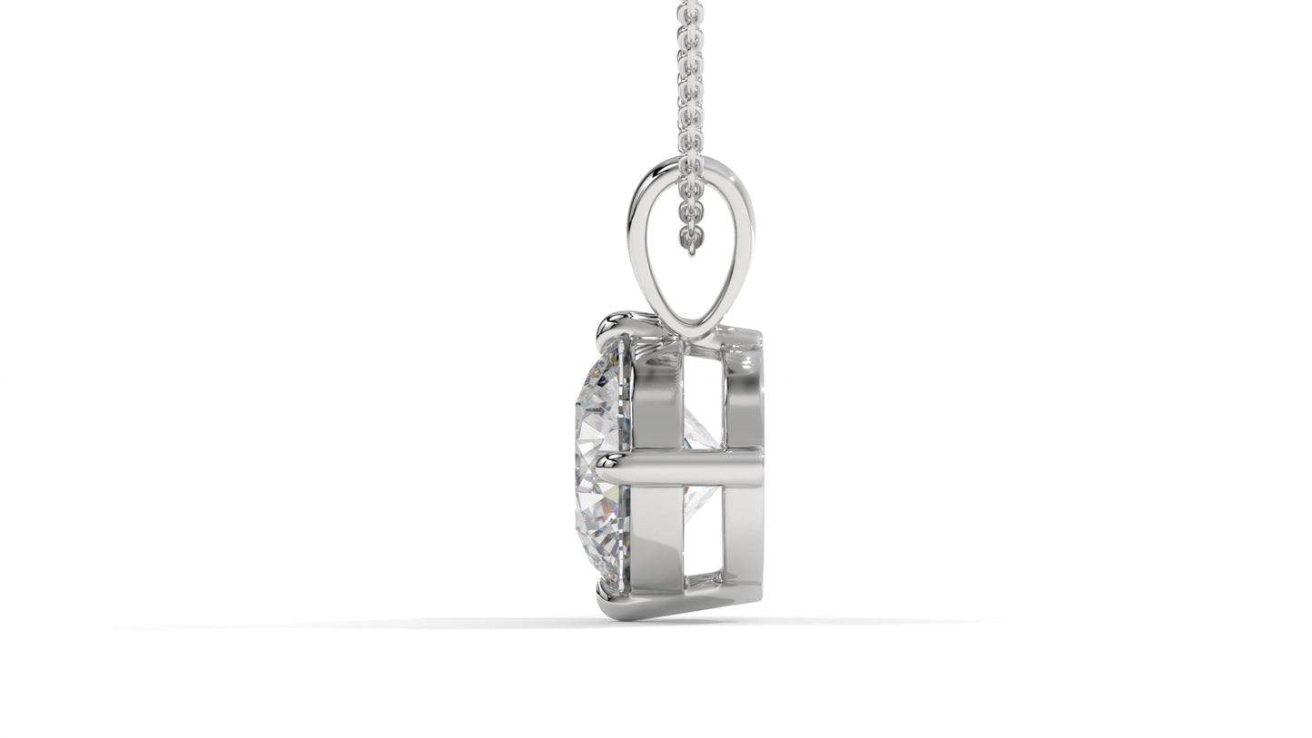 3.00 CTW Round Diamond Four-Prong Solitaire Pendant in 14K White Gold – Secure Claw-Prong Setting