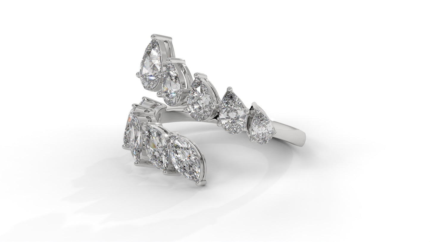 2.46 CTW Pear and Marquise Diamond Ring in 14K White Gold