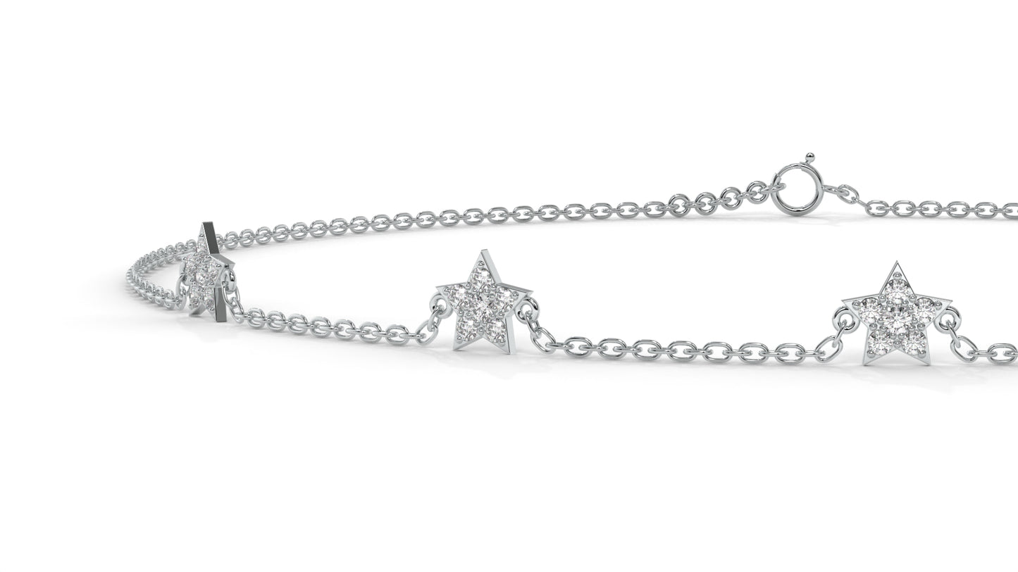 0.75 Ctw Diamond Star Bracelet in 14K White Gold
