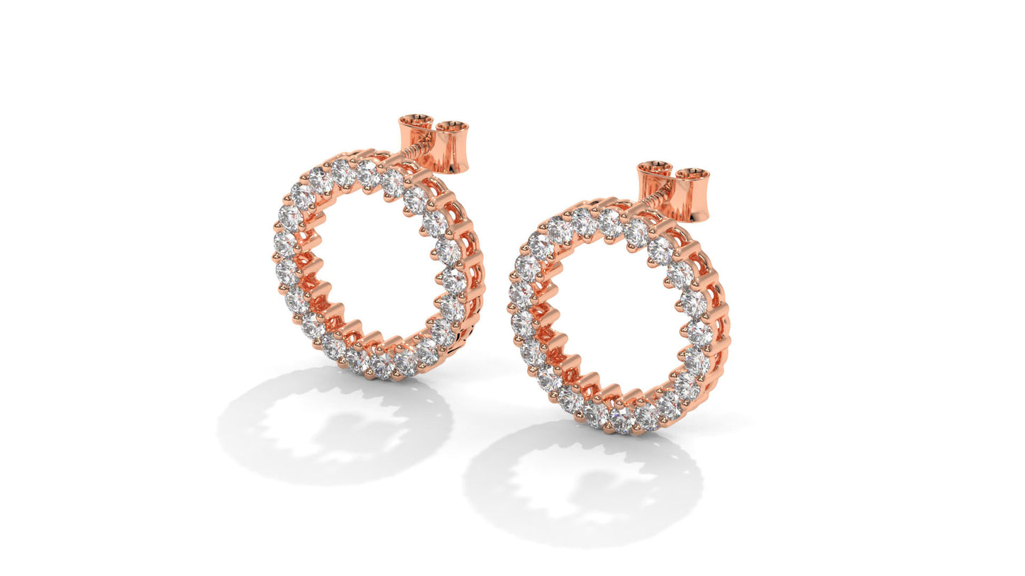 0.42 CTW Round Diamond Circle Hoop Earrings in 14K Rose Gold