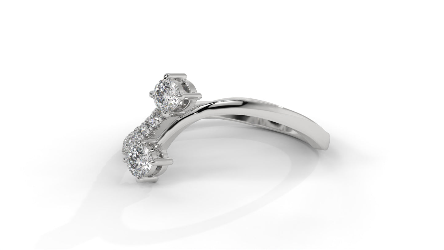0.34 CTW Toi et Moi Diamond Ring in 14K White Gold with Round Cut Diamonds