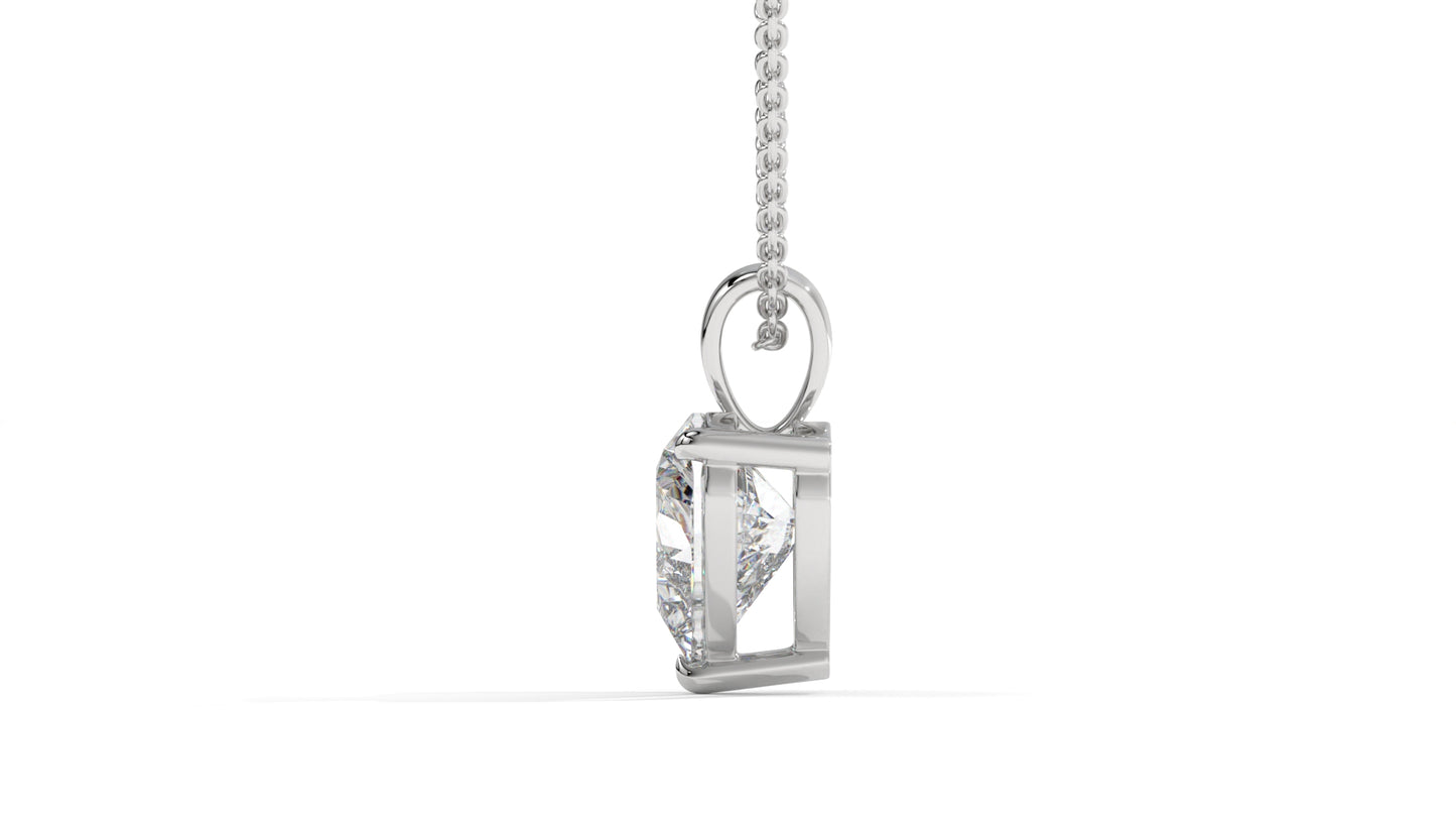 1.50 CTW Heart-Shaped Diamond Solitaire Pendant in 14K White Gold – Secure Claw-Prong Setting