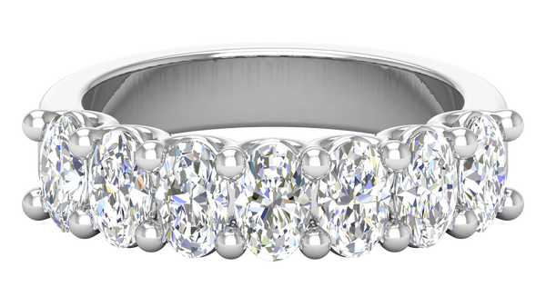2.10 Ctw Luxurious Oval Cut Seven Stone Wedding Band With U-Shape Prong Setting In 14K White Gold