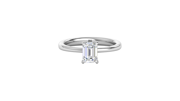 1.00 Ctw Emerald Cut Solitaire Engagement Ring Set In 14K White Gold