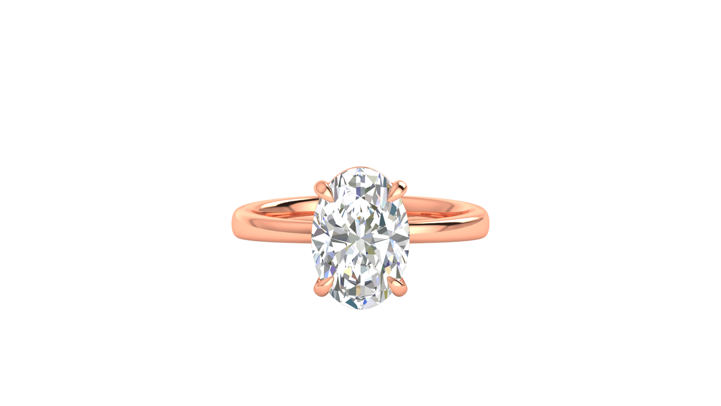 3.00 Ctw Oval Cut Solitaire Engagement Ring Set In 14K Rose Gold