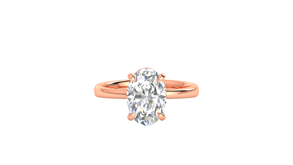 3.00 Ctw Oval Cut Solitaire Engagement Ring Set In 14K Rose Gold