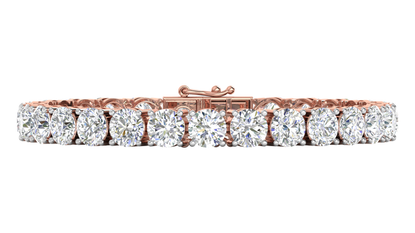 27.00 Ctw Round Brilliant Diamond Tennis Bracelet In 14K Rose Gold
