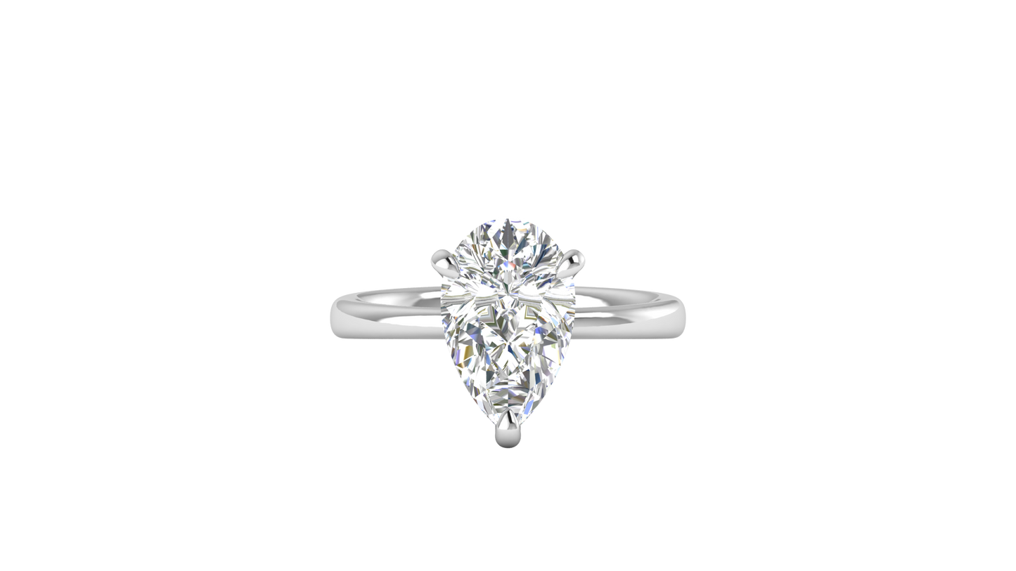 3.00 Ctw Pear Cut Solitaire Engagement Ring Set In 14K White Gold