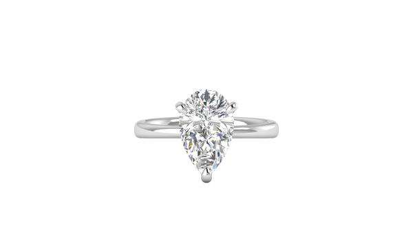 3.00 Ctw Pear Cut Solitaire Engagement Ring Set In 14K White Gold